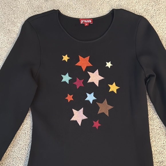 STAUD Aries Star Embroidered Maxi Dress | Long Sleeve | Size M | Black - Picture 5 of 12